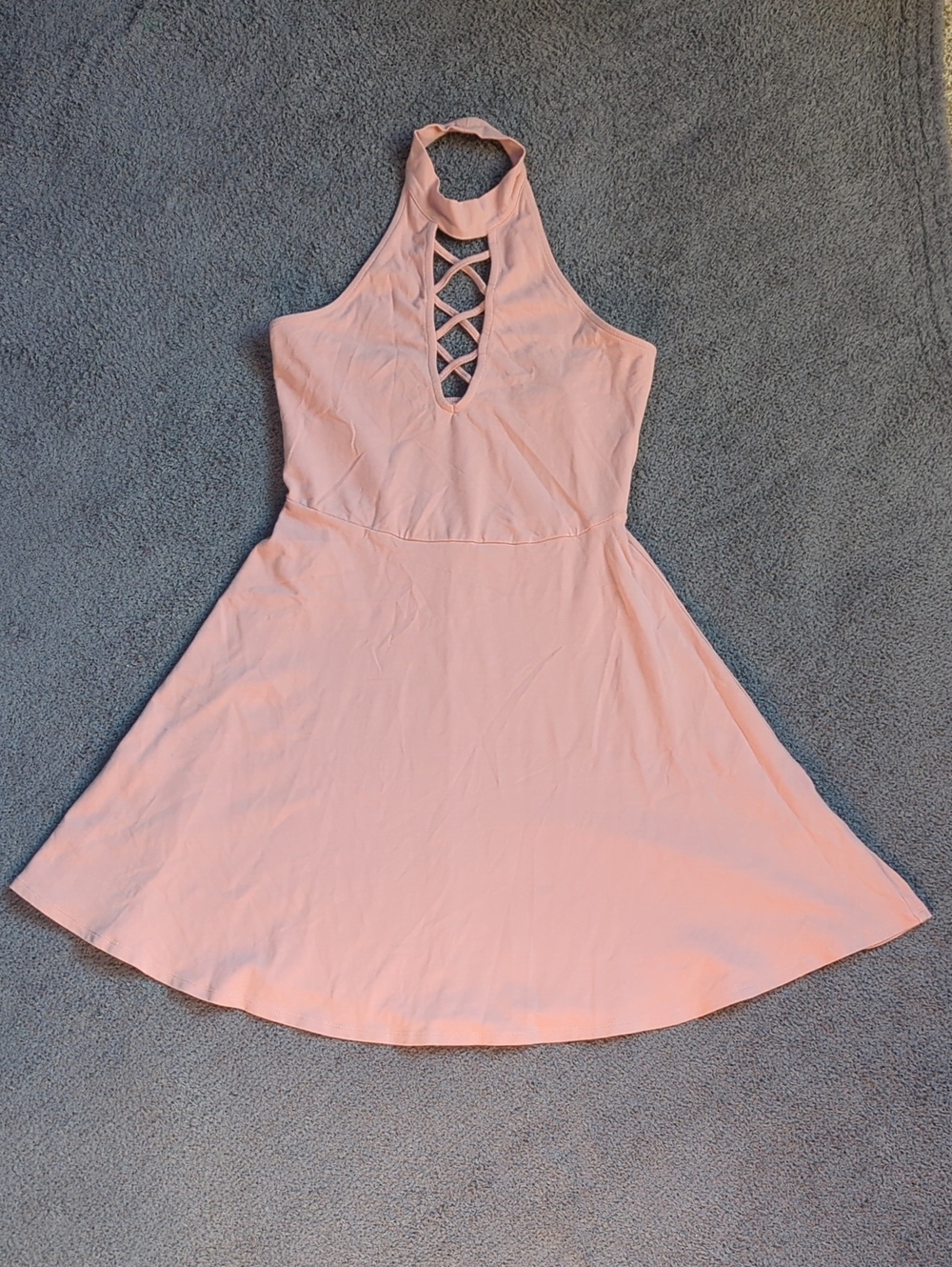 Express Halter Neck Mauve Pink Fit-and-Flare Dress